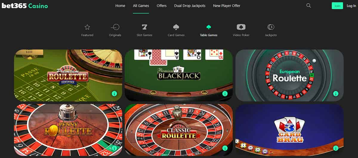 bet365 Casino Table Games