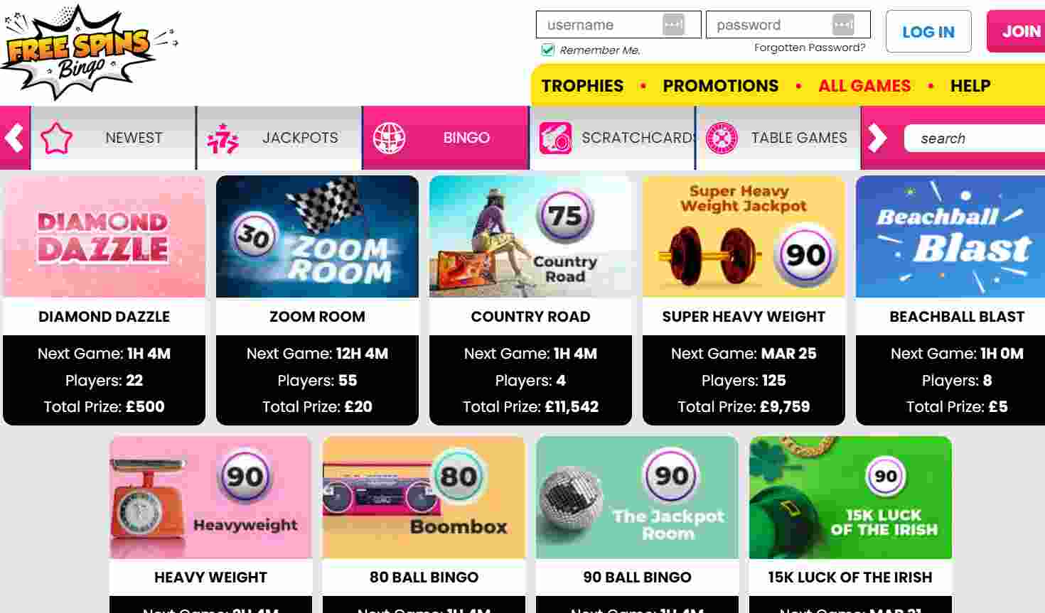 Free Spins Bingo Bingo Games