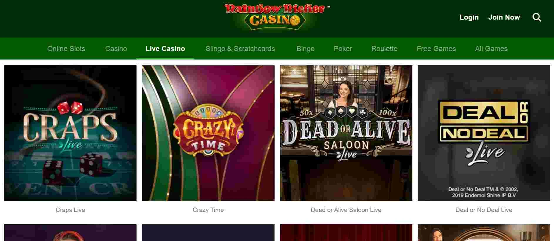 Rainbow Riches Casino Live Dealer Games