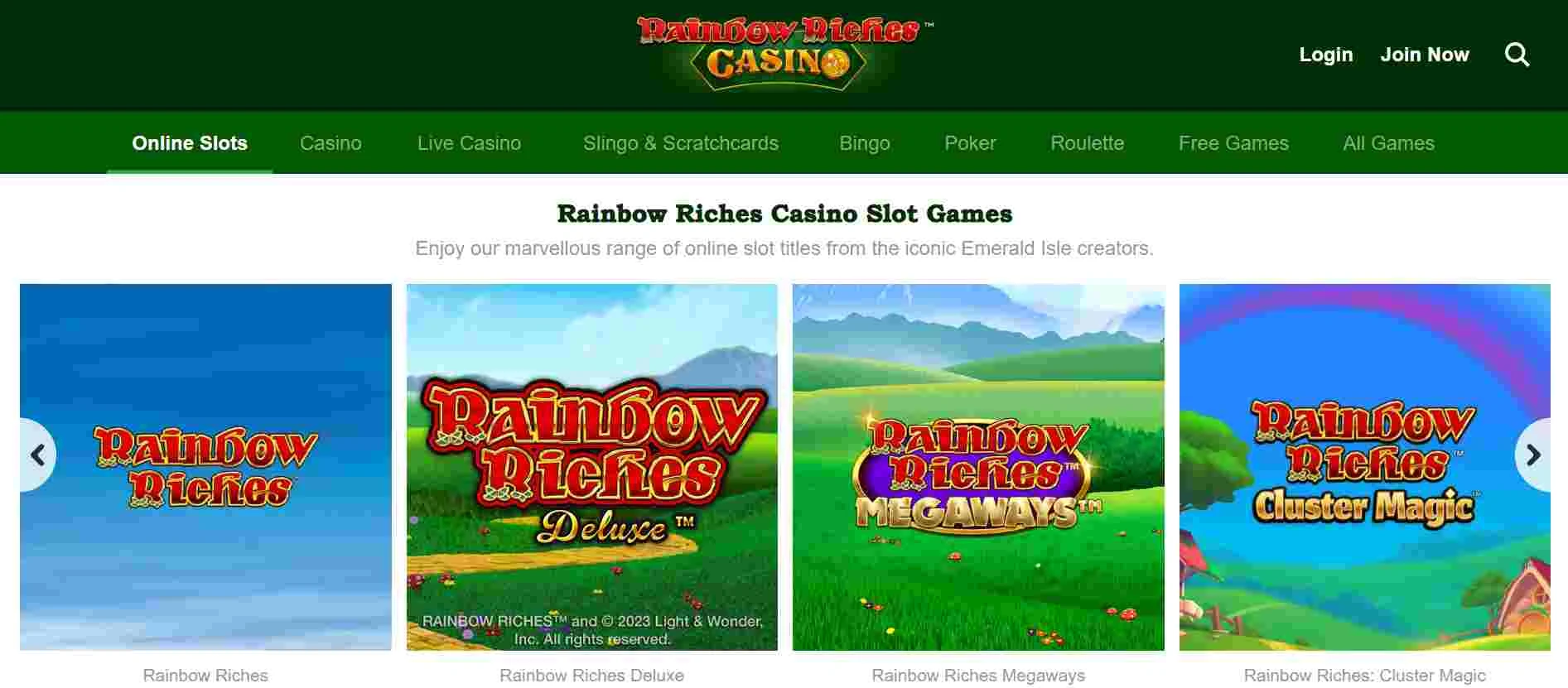 Rainbow Riches Casino Slot Games